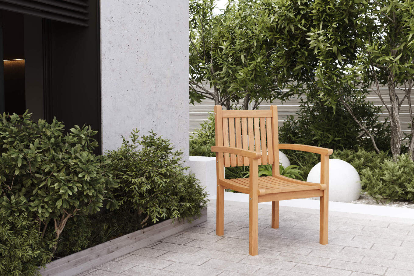 B-Ware: OUTFLEXX Gartenstuhl, natur, Akazie, 59 x 62 x 92,5 cm, mit Armlehnen, FSC®-zertifiziertes Produkt 18933__1
