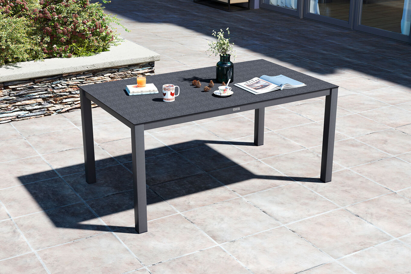 B-Ware: OUTFLEXX Esstisch, anthrazit, Alu/Spraystone, 160x95 cm 24108__1