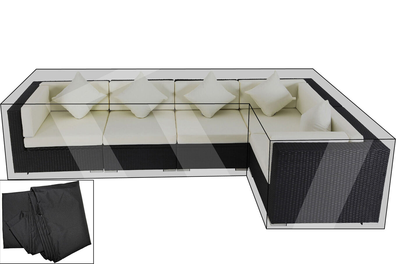 OUTFLEXX Premium Abdeckhauben Set für Lounge theBox-A/-D: 1304/ 1714/ 7175/ 16064, schwarz, wasserbeständig 13651__1