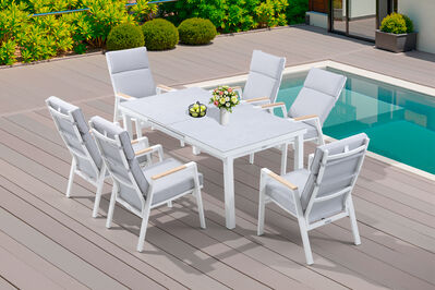 Garten-Essgruppe für 6 Personen, creme/weiß, Alu/Textilene, Tisch ausziehbar, witterungsbeständig 80318  bC8uQ5NML fef14217c9cc1bdc59f5a3a2d00a85eff091848d