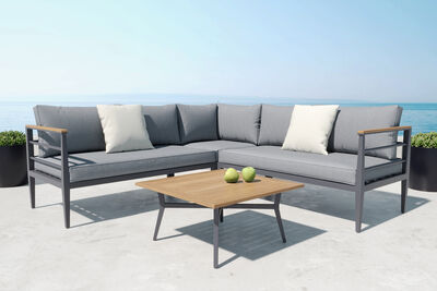 Gartenlounge, Anthrazit matt, Aluminium/Teak, langlebiges Material, witterungsbeständig 80087  1 2d12b96143bdfe1157ddc2d53b26d0274b8a9908