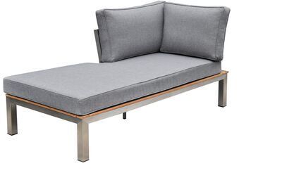 Chaiselongue, silber/grau, Edelstahl/Teakholz/Textil, 158 x 76 x 64 cm 18295  1 c7f3b0ebf8d199b6562fcc70d46ff6f80c6e784a