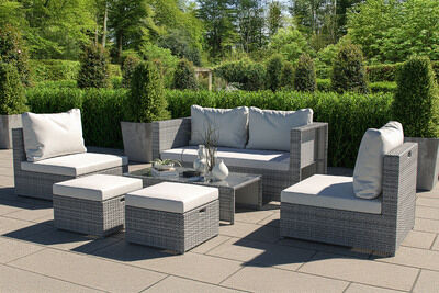 Loungesofa, Schwarz, Aluminium/Polyrattan, pflegeleicht, robust, wasserabweisend, inklusive Kissen 80197  bAEZRLeS b57f33fd2942a925d63e1f236d29bc7119e291de