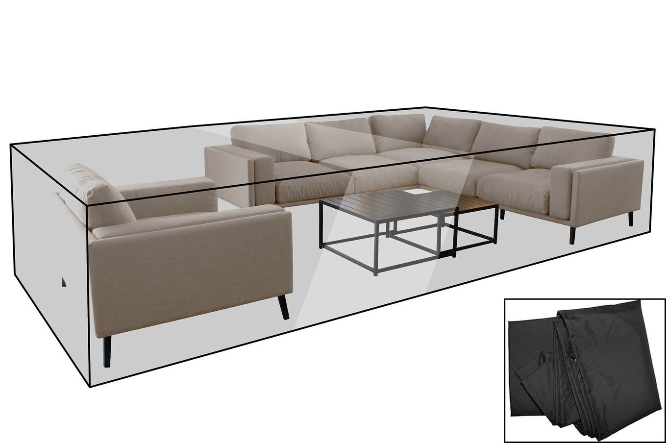 OUTFLEXX Premium Abdeckhaube für Gartenlounge, z.B. 30785, schwarz, 397x373x56cm, wasserbeständig 28662__1