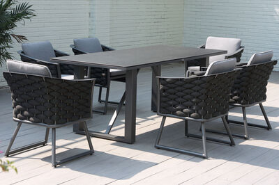 Oranger Blossom Garten-Essgruppe, anthrazit, Alu/XL Rope, 7-teilig, inkl. Sitz- und Rückenkissen, Tisch 200 x 90 x 76 cm 23396  1 bcce13a7e428d7ae4fa266cc4cc27226a183caec