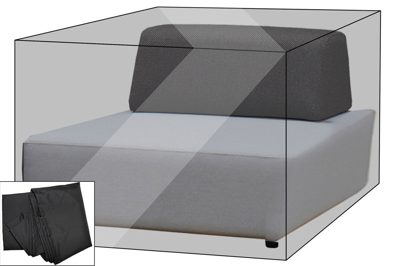 OUTFLEXX Premium Abdeckhaube für Lounge-Element, z.B. Maui Lounge, 107x107x65cm, wasserbeständig, schwarz 21478__1