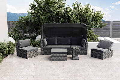 Daybed Sonnenbett, grau, Alu/Polyrattan, wasserabweisend, verstellbare Rückenlehne, inklusive Polster 80169  bmj7B6WAY 3c7c7cd27d99602a9457ddfa5a308aab5a9c13ca