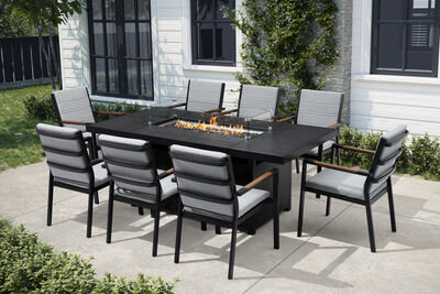 Garten-Essgruppe für 8 Personen, anthrazit matt, Alu/Glas, 200 x 100 cm, mit Feuerstelle 34134  bDOg8iwuq 66799108a7d3f25c16fb4564497a2009e2da22ab