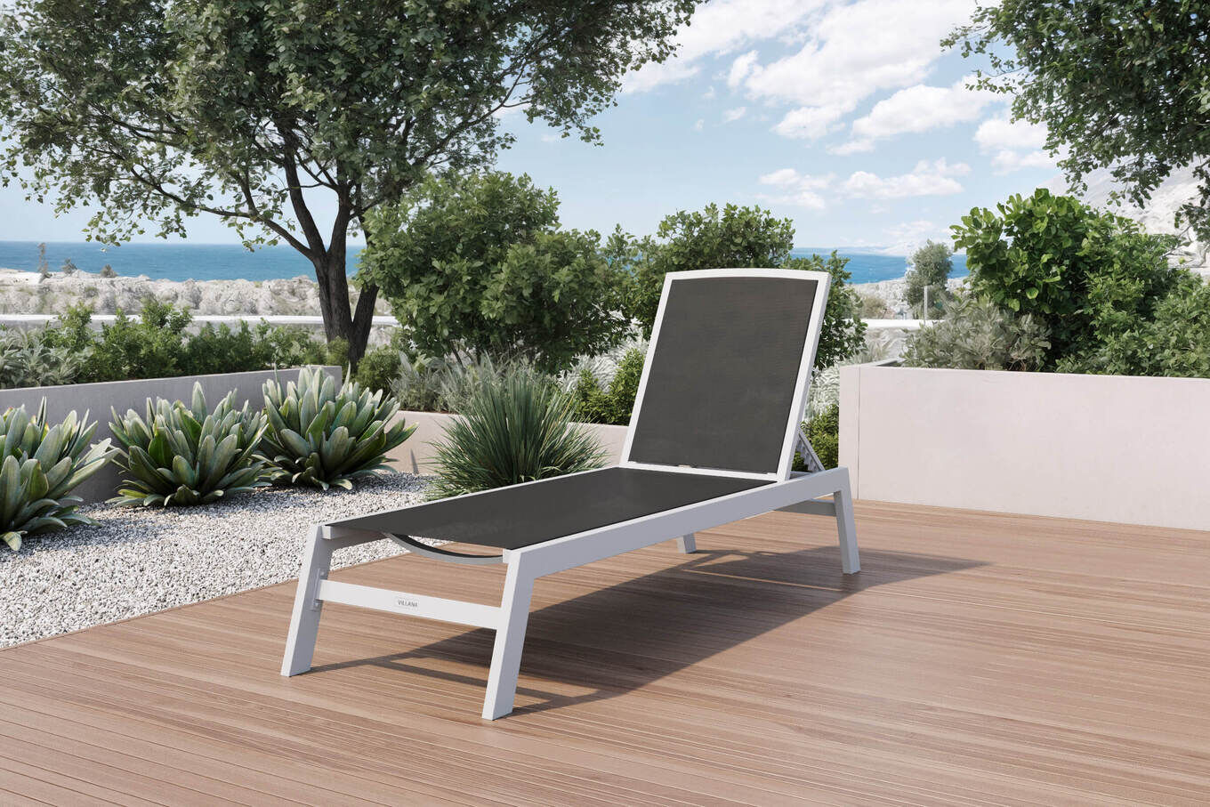 VILLANA Sylvania Gartenliege, silber/schwarz, Alu/Textil, 198 x 60 x 32 cm, verstellbar 13400__1