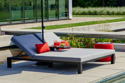 Eva Doppel-Loungeliege, flanelle, Sunbrella, 196 x 161 x 34 cm, Rückenlehne verstellbar 20469  1 ea578a680a5f8c99c12e8cb9ea32ef9fbf96ecfc