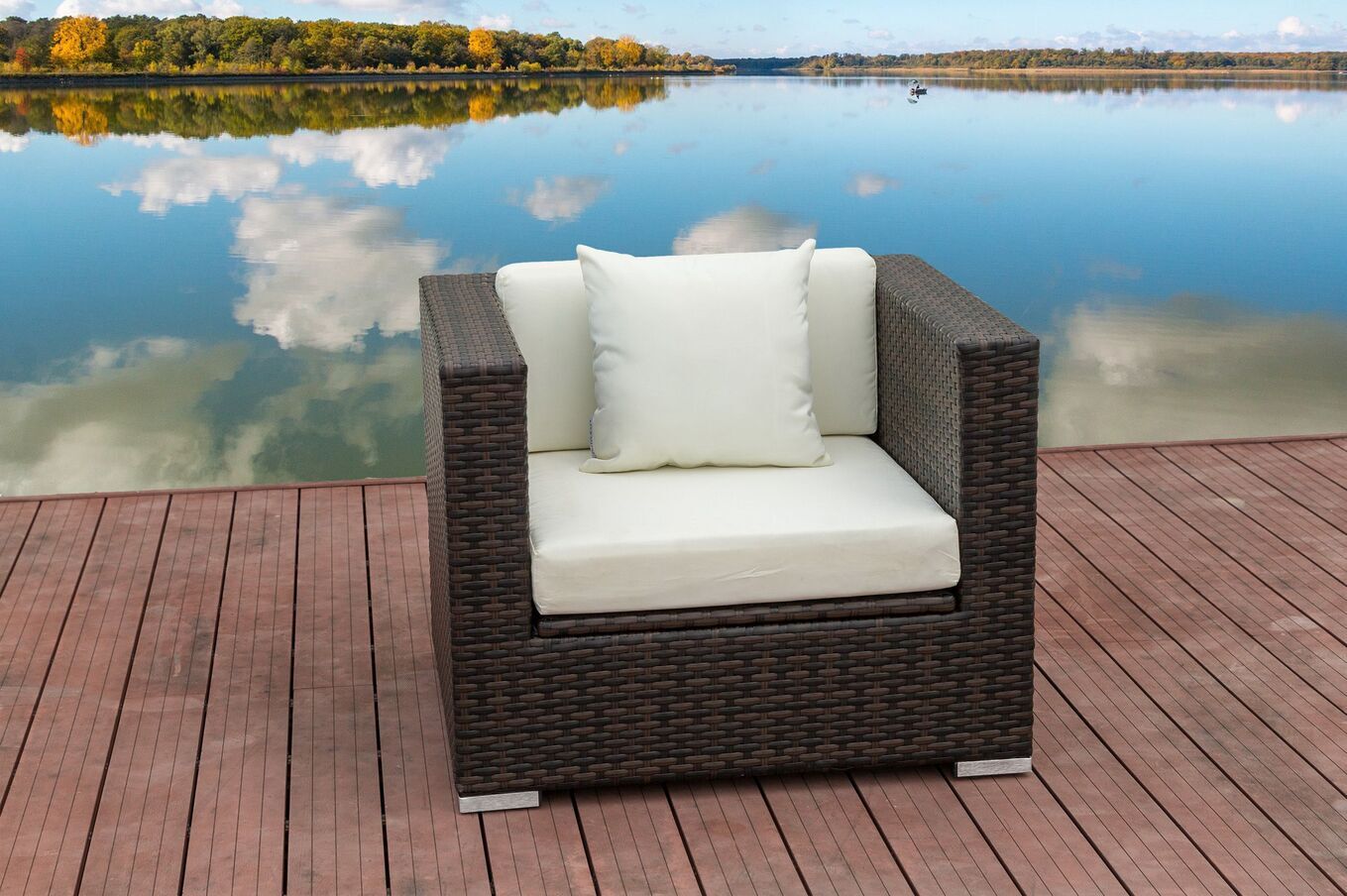 B-Ware: OUTFLEXX Sessel, braun marmoriert, Polyrattan, 90 x 85 x 70 cm, wasserfeste Kissenbox 15734_7_BOX__1