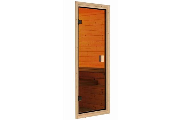 KARIBU Mainburg 3 Saunahaus, terragrau, Fichte, 369x369x229 cm, SET A mit Doppelflügeltür, Vorraum und 9 kW Bio-Ofen 31321-6 10.jpg