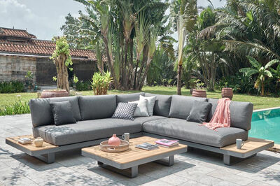 Las Vegas Ecklounge, anthrazit/grau, Alu/Teak, 5 Personen, Tisch 130x95 cm, FSC®-zertifiziertes Produkt 22366  1 92d0a7b15bd525dc7fbcab9b7a599fda6cb35553