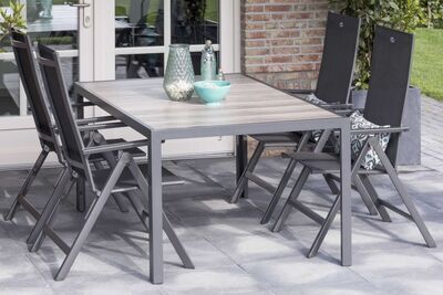 Tanger/Aruba Garten-Essgruppe, xerix, Alu/Keramik, 168x105cm, 4 Klappstühle 19063  1 95da3fad333b3dd0a523d0d9ac83cdec2e87cae5