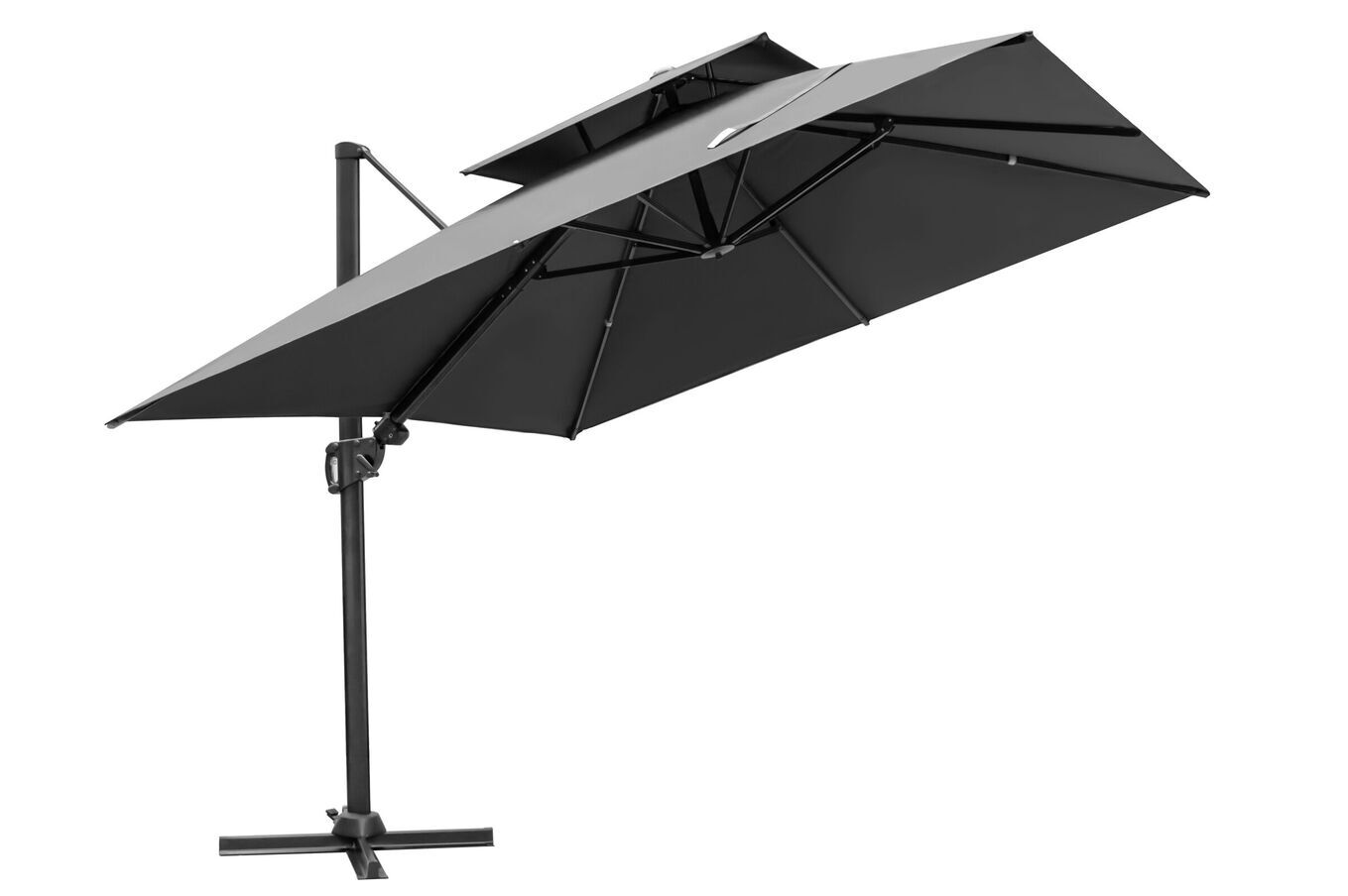 B-Ware: OUTFLEXX Sydney Ampelschirm, Doppeldach, anthrazit, Alu/Polyester, 300 x 300 cm, inkl. Kreuzständer 24096__1