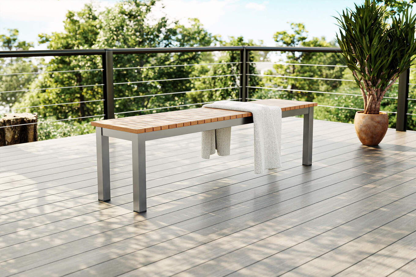 B-Ware: VILLANA Tasmania Gartenbank, Silver, Aluminium/Eukalyptus, hohe Belastbarkeit, FSC®-zertifiziertes Produkt 80118__1