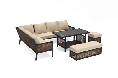 Aurelia Gartenlounge, anthrazit, Alu/Polyrattan, inkl. Loungetisch, Hocker & Bank 34978  b0s6t3g1N ca8eee52a9894eae212cbe958543906771e9b4bc