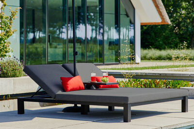 Eva Doppel-Loungeliege, sooty, Sunbrella, 196 x 161 x 34 cm, Rückenlehne verstellbar 20470  1 4d4fc6fad30334bfa029c6742ff68da74d7a9bfe