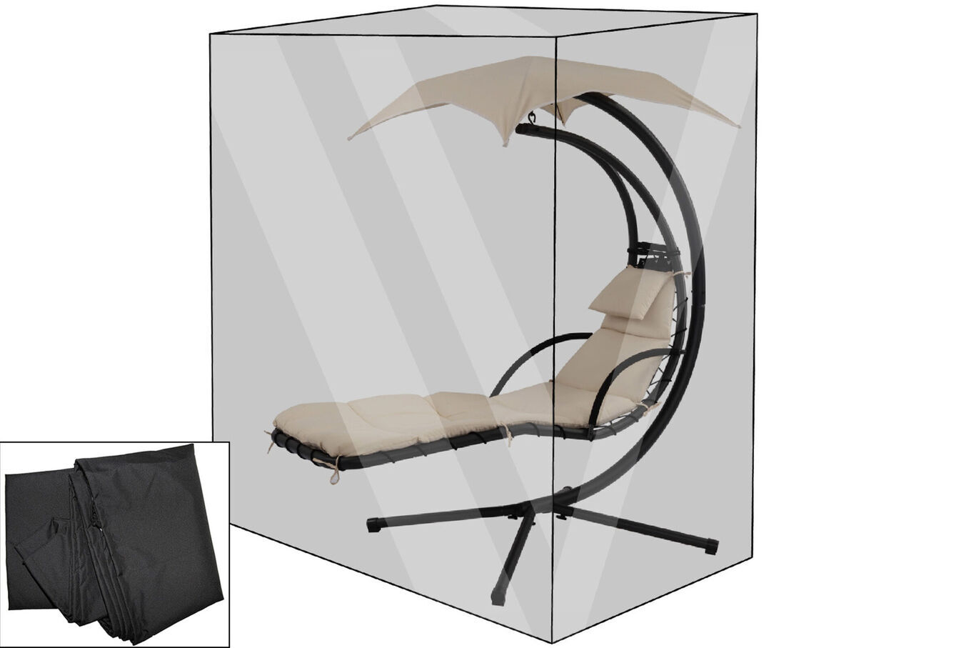 OUTFLEXX Premium Abdeckhaube für Leco Schwingliege, schwarz, wasserbeständig, 187 x 82 x 212 cm 13685__1