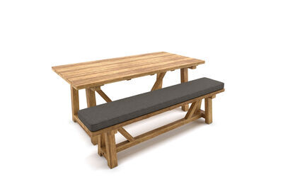 Garten-Essgruppe, rustikal gebürstet, recyceltes Teak, 220 x 110 cm, 1 Sitzbank, Tischplattenstärke 4cm, FSC®-zertifiziertes Produkt 17253  1 aff402cb33ab07bba2def46f8721550ae2a79736