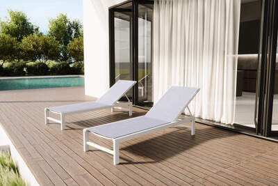 Gartenliegen-Set, creme/weiß, Aluminium, 190 x 60 cm, horizontal verstellbar, pulverbeschichtet 80313  beUTis9F0 16a01aca62118a3903b701190c792c3c654ec85c