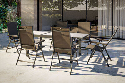 Garten-Essgruppe mit 6 Stühlen, anthrazit/weiß, Alu/Textilene, ausziehbar & klappbar, robust & witterungsbeständig 34917  bHg6zOUOg 241cc1e2dd0c3ae8482ef876cb3180d6f68e60a9