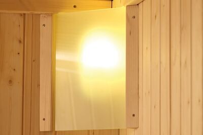 Saunaleuchte aus Holz/Glas für Starkstrom-Öfen 10605  1 d05e875aa15744dc5958f2806504d6d6acf35a21