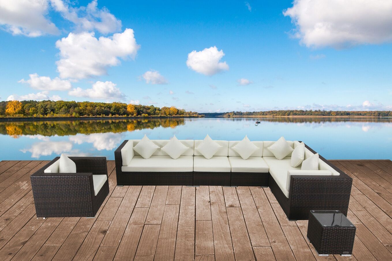 OUTFLEXX Gartenlounge, braun marmoriert, Polyrattan, 8 Pers, wasserfeste Kissenbox 16067_BOX_A__1