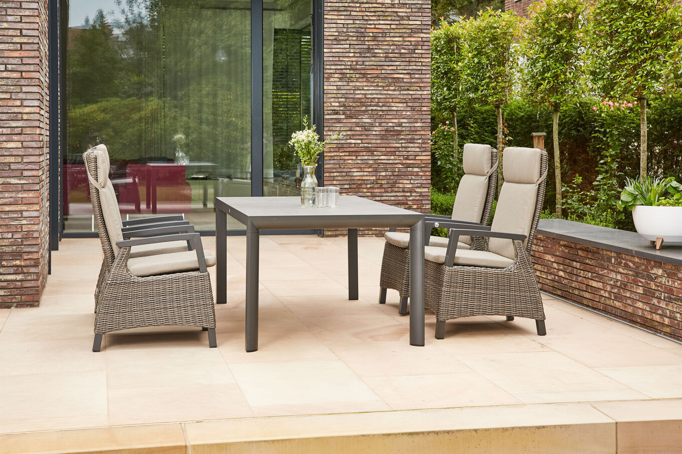 SIENA GARDEN Carlos/Corido Garten-Essgruppe, charcoal grey, Alu/Gardino®-Geflecht/Keramik, 180 x 100 cm, inkl. 4 Diningsessel 23763__1