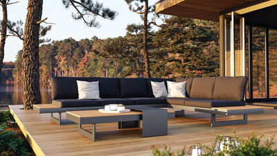 Monero Gartenlounge für 6 Personen, anthrazit/braun, Alu/Polywood, inkl. Couchtisch, verstellbare Rückenlehnen 34598  bFxL95xl4 cf7fa4596ae2c1e24f2a7397d29f2f4680741136