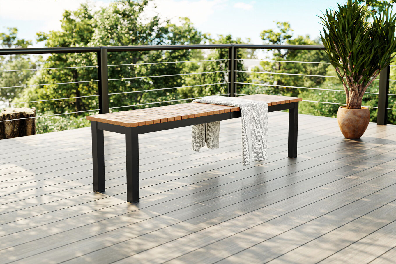 VILLANA Tasmania Gartenbank, anthrazit, Alu/Eukalyptus, hohe Belastbarkeit, witterungsbeständig, FSC®-zertifiziertes Produkt 80128__1
