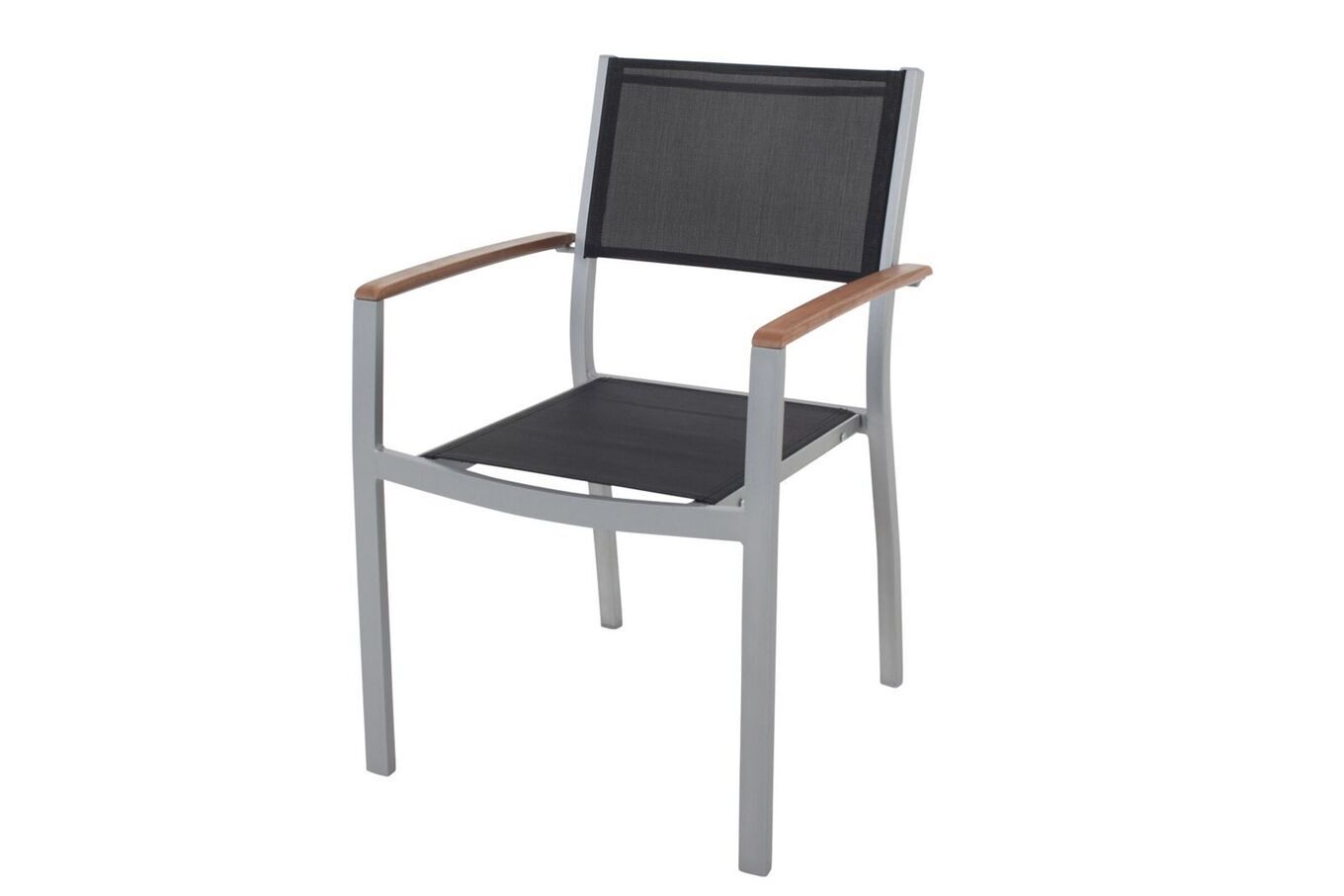 B-Ware: VILLANA Victoria Stapelsessel, silber/schwarz, Alu/Textilene, 57 x 56 x 84 cm, zertifiziertes Material, FSC®-zertifiziertes Produkt 16455__1