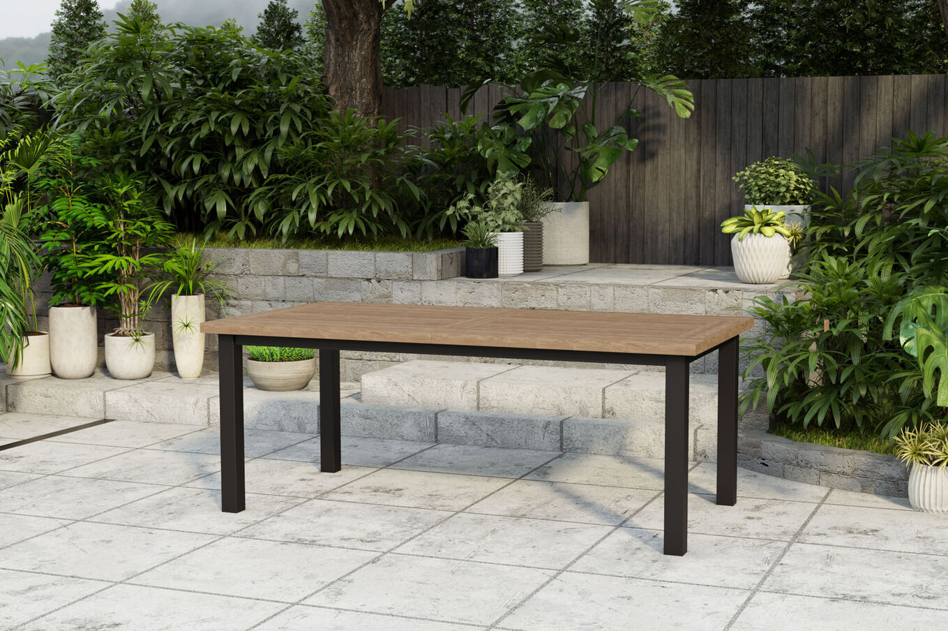 OUTFLEXX Oxford Ausziehtisch, anthrazit/natur, Edelstahl/recycled Teak, 200/260 x 100 cm 23516__1