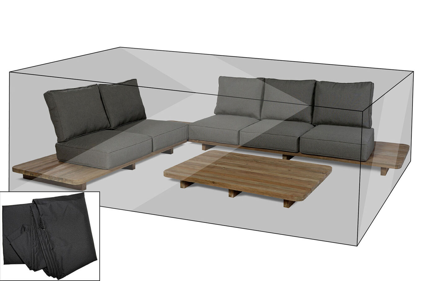 OUTFLEXX Premium Abdeckhaube für Lounge, z.B. 20304, 279x359x60cm, wasserbeständig, schwarz 21467__1
