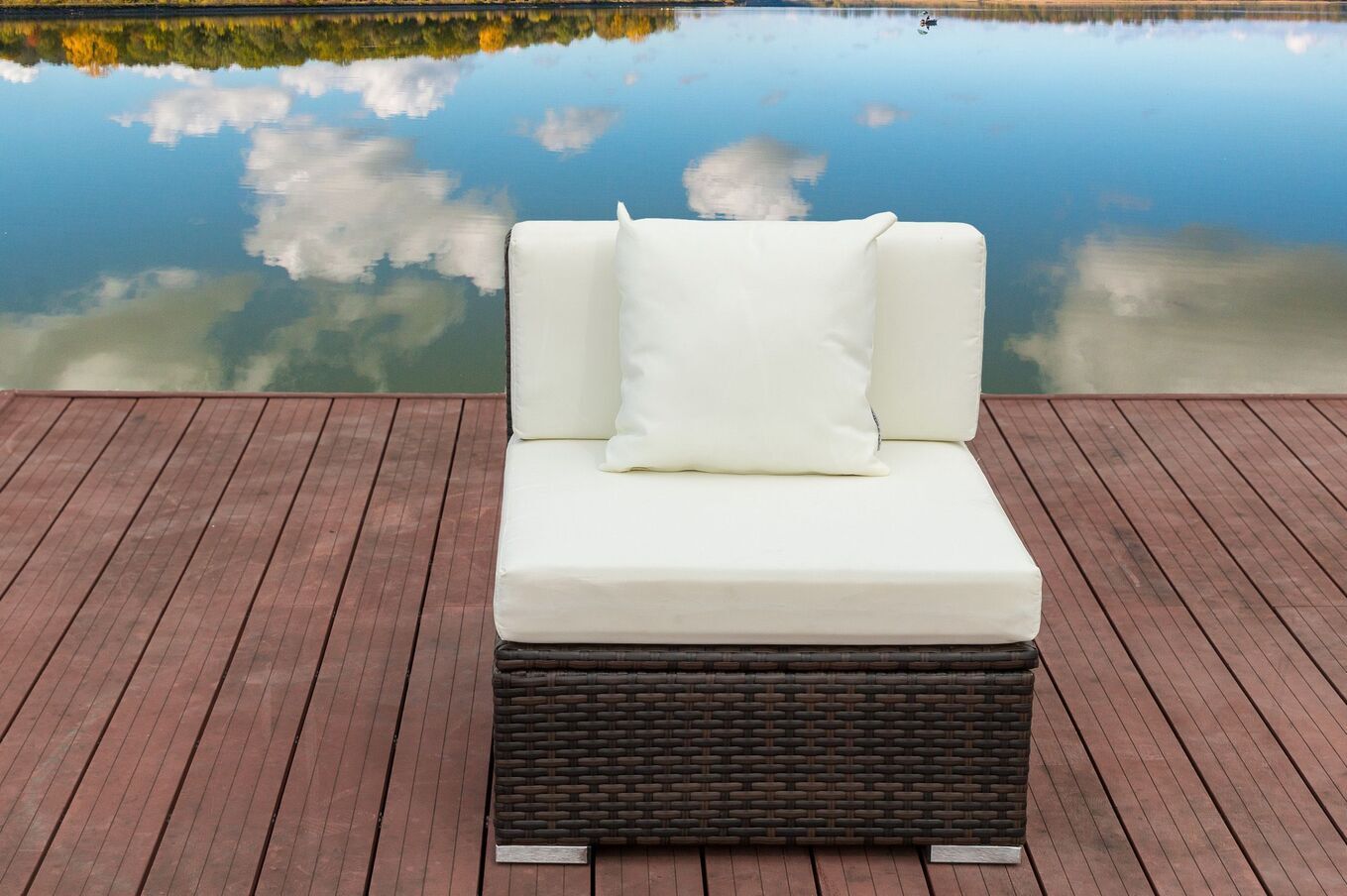 B-Ware: OUTFLEXX Mittelelement, braun marmoriert, Polyrattan, 70 x 85 x 70 cm, wasserfeste Kissenbox 15734_5_BOX__1