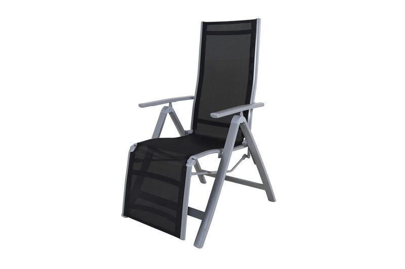 B-Ware: VILLANA Sylvania Relaxsessel, silber/schwarz, Alu/Textilene, 67 x 58 x 110 cm, klappbar 19807__1