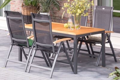 Alice Garten-Essgruppe, xerix/natur, Alu/Teak, 4x4 Textilen, 4 Klappstühle, 150/210x90cm 16893  1 03b3ee7943821446625e2b7dfe67473fdc392533