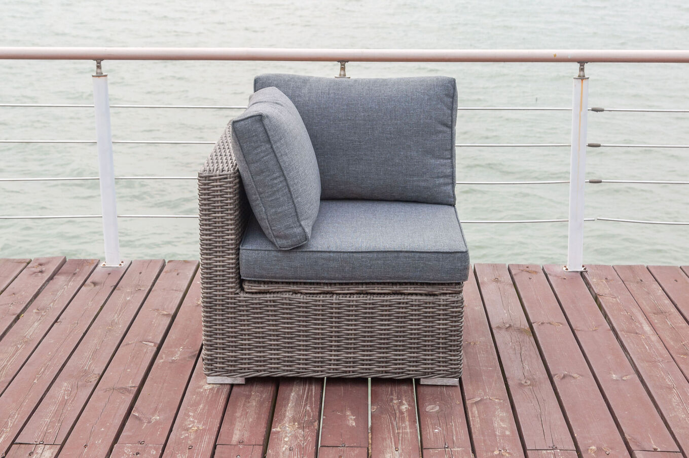 B-Ware: OUTFLEXX Eckelement rechts, grau, Polyrattan, 82 x 82 x 70 cm, verstellbare Sitzfläche, wasserfeste Kissenbox 18362_1_BOX__1