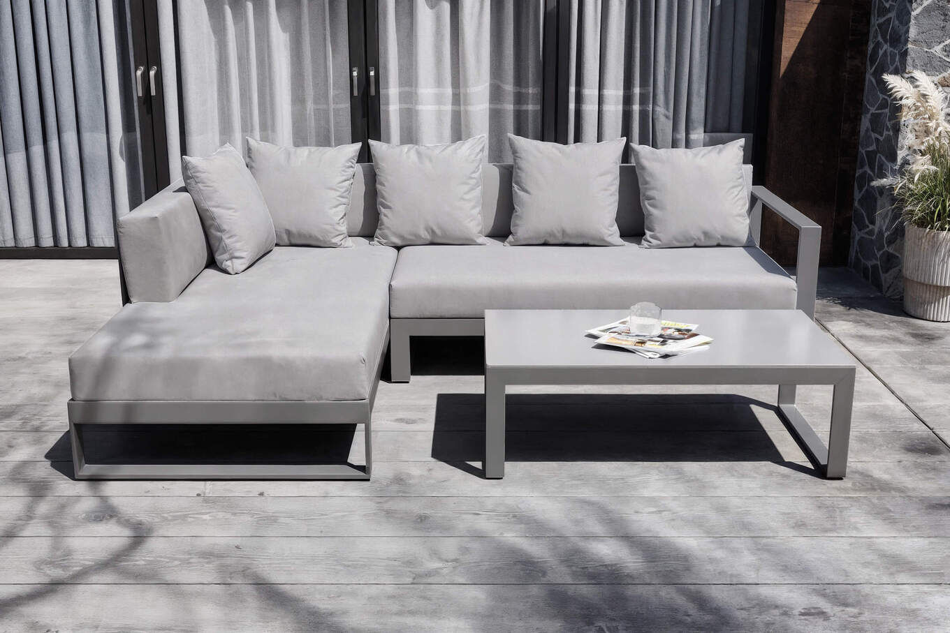 OUTFLEXX Willis Ecklounge, silber, Aluminium/Polyester, 5 Personen, inkl. Beistelltisch 20131__1