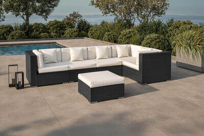 Gartenlounge Polyrattan, creme/weiß, schwarz, für 5 Personen, inkl. Kaffeetisch, wasserfeste Kissenbox 1714-BOX-B  bwXFzqP1X 70e069591b20ca653abc05ced4fe0aab74a7dbdc