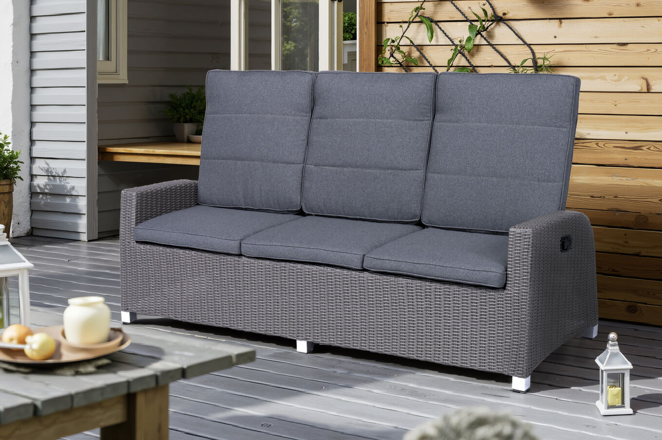 OUTFLEXX Vigo Comfort 3-Sitzer Speise-/Lounge-Sofa, stahlgrau-meliert, Polyrattan, 210x84x110cm, verstellbar 21633__1