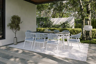 Garten-Essgruppe, matt weiß/schwarz, Aluminium/Sicherheitsglas, Tisch 210 x 90 cm, 8 Stühle, witterungsbeständig 80524  bMSogktI0 951acc6cd785a47753574eb684a146cd8a5282ed