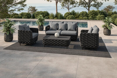 Oranger Blossom Gartenlounge für 4 Personen, anthrazit, Aluminium, mit Reißverschluss, inkl. Beistelltisch 34709  blv1ACZ0j d345021daa43b7298a794920ecf2c965a7f4c999