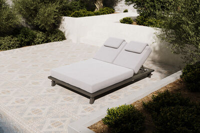 Blain Garten-Doppelliege, hellgrau, Alu/Polyester, 210 x 144 cm, Rückenlehne verstellbar 80050  bMlzRzSR ad81b0e03989cb90f176493c212685c96687bc91